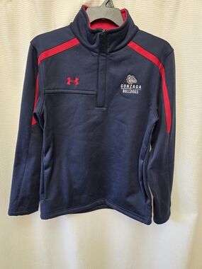 0Under Armour Navy and Red Athletic Quarter-Zip Pullover SM Loose Fit